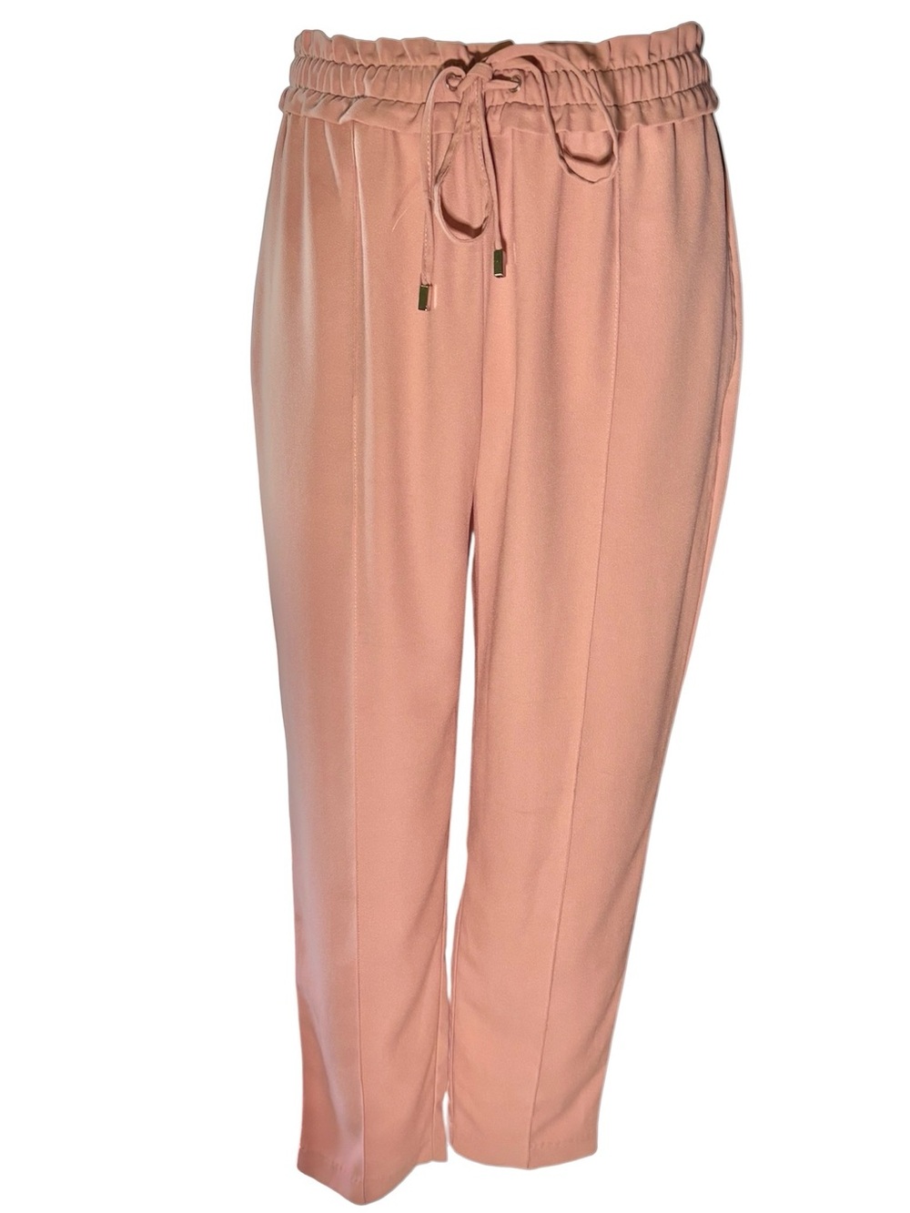 Zara Light Pink Ankle Pants | Drawstring Waist Casual Chic Trousers | Workwear